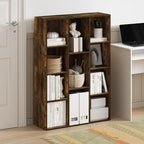 Furinno LUDER Book Shelf, 11-Cube Bookshelf, Reversible Bookcase, 9.4" x 29.1" x 41.7", for Living Room, Bedroom, Home Office, Amber Pine