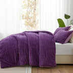 BEDELITE Fleece Twin Comforter Set -Super Soft & Warm Fluffy Purple Bedding, Luxury Fuzzy Heavy Bed Set for Winter with 1 Pillow case