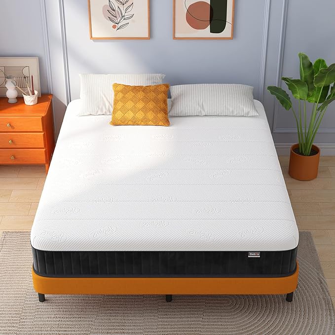 Swbvs Double Mattress, 10 Inch Hybrid Memory Foam Full Size Mattress, Full Bed Mattres in a Box Pressure Relief & Firm Mattresses,Double Size Matress