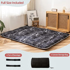 MAXYOYO Black Marble Printed Japanese Futon Floor Mattress, Thicken Sleeping Pad Floor Bed Roll Up Camping Guest Mattress Folding Couch Bed, Full Size