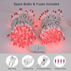 Brizled Pink Christmas Lights,300 Count 69.6ft Incandescent Lights, Connectable Indoor Xmas String Light White Wire, UL Certificated Mini Xmas Tree Light for Christmas Bedroom Wedding Birthday Decor