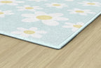 Flagship Carpets Schoolgirl Style White Daisies on Blue Educational Area Rug for Kids Room Seating Décor, Children's Classroom, Play Carpet for Teaching and Playroom, 5' x 7'6"