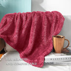 Exclusivo Mezcla Plush Fuzzy Fleece Throw Blanket Extra Large, Super Soft, Fluffy and Warm Blankets for Couch, Bed, Suitable for All Seasons (50x70 Inches, Deep Red)