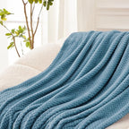 Exclusivo Mezcla Fleece Bed Blanket King Size, Super Soft and Warm Blankets for Couch, Sofa and Bed Waffle Textured, Cozy, Fuzzy and Lightweight (Slate Blue, 90x104 Inches)