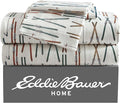 Eddie Bauer - Full Sheets, Cotton Flannel Bedding Set, Brushed For Extra Softness, Cozy Home Decor (Ski Line White, Full)