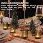 15Pcs Glass Votive Candle Holders, Green Tea Light Candle Holder Vintage Tealight Candle Holder Bulk for Wedding Christmas Party Table Decor (Green)