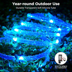 Minetom Color Changing Rope Lights Outdoor, 33FT 100 LED String Lights with Plug & Remote, Waterproof Christmas Light Outdoor Decoration, Twinkle Rope Light for Outside Indoor Bedroom,16 Colors