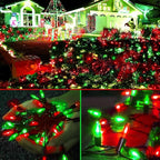 KOUQIYA Battery Operated Christmas Lights 2 Pack, 17ft 50 LED Mini String Light with Auto-Timer 8 Modes Waterproof Tree Lights (Red&Green)