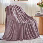 NEWCOSPLAY Super Soft Twin Blanket Light Purple Premium Silky Flannel Fleece Leaves Pattern Lightweight Bed Blanket All Season Use (Light Purple, Twin(60"x80"))