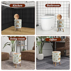 Small Trash Can with Lid Cute Summer Forest Animals Head Scandinavian Seamless Texture Garbage Bin Pet Proof Waste Basket for Kitchen Bathroom Office Bedroom Decorative 1.8 Gallon