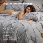 Bedsure Full Comforter Set Grey - Bed in a Bag Full Size Bedding Set 7 Pieces, GentleSoft™ Pintuck Bed Set Gift for Family, Pinch Pleat Grey Comforter with Sheets, Pillowcases & Shams