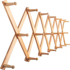 SKOLOO Hat Rack for Wall with 20 Hooks, Solid Wooden, Modern, Expandable Coat Rack Wall Mount for Coats, Hats, Bags, Baseball Caps, Natural Color