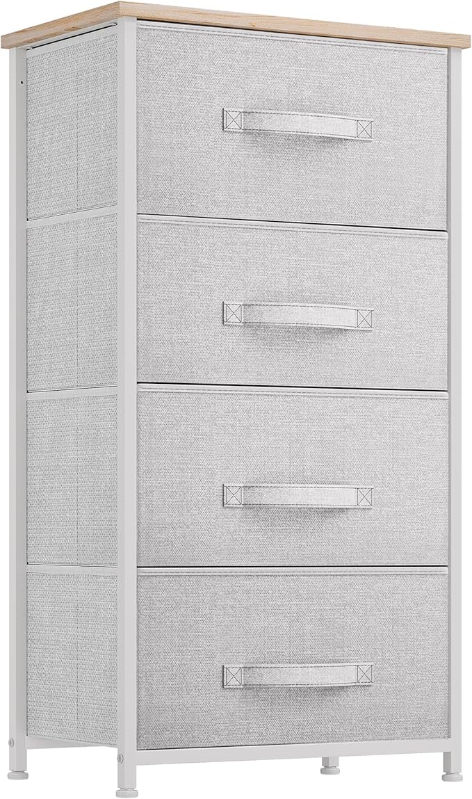 YITAHOME 4-Drawer Fabric Dresser, Dresser for Bedroom, Living Room, Hallway, Closet(White)