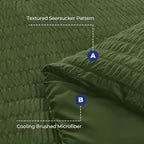 HYMOKEGE Olive Green Twin Comforter Set Seersucker 5 Pieces, All Season Luxury Bed in a Bag for Bedroom, Bedding Set with Comforter, Sheets, Pillowcase & Sham