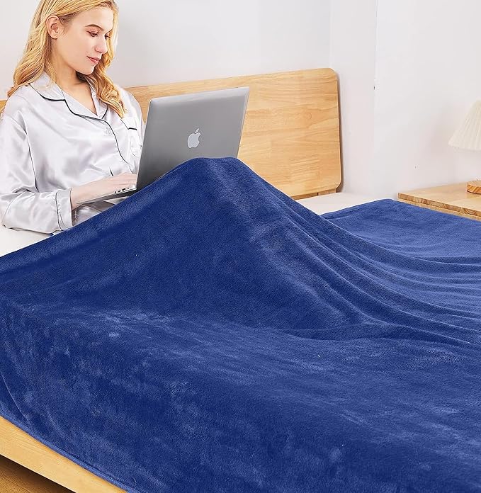 Fleece Blanket Twin Size 350GSM Lightweight Throw for The Bed Extra Soft Brush Fabric Super Warm Sofa Blanket 66" x 90"(Royal Blue Twin)
