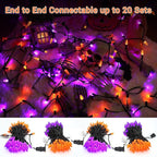 Brizled Purple & Orange Lights, 33ft 100 LED Faceted C5 Orange Halloween String Lights, 120V UL Certified Purple Light Set Connectable Halloween Light for Indoor Outdoor Tree Xmas Party Decoration
