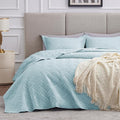 Love's cabin Twin Quilt Set Light Blue Bedspreads - Soft Bed Summer Lightweight Bedspread Comforter - Modern Style Wave Pattern Coverlet for All Season - 2 Pieces (1 Quilt, 1 Pillow Sham)