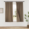 KangBang 63 Inch Blackout Curtains 2 Panel Sets, Double Sided Linen Thermal Drapes for Bedroom Kitchen, Back Tab Farmhouse Noise Reducing Small Window Curtains 2 PCs, Desert Biscuit, 52x63 Inch