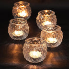 DARJEN Clear Votive Candle Holders Set of 24- Round Glass Candle Holders Bulk for Tea Light Candle, Diamond Texture Candle Votives for Wedding Centerpiece, Living Room & Home Table Decor