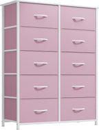 YITAHOME 10 Drawer Dresser - Pink Fabric Storage Tower, Organizer Unit for Living Room, Hallway, Closets - Sturdy Steel Frame, Wooden Top & Easy Pull Fabric Bins