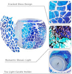 Scented Candle Holder Mosaic Glass Tea Light Holder,Handmade Romantic Glass Tealight Candle Holder for Aromatherapy,Party Décor(NO Candles),Also Used as Vase,Pen Holder,Potted Plants Bowl (Blue)