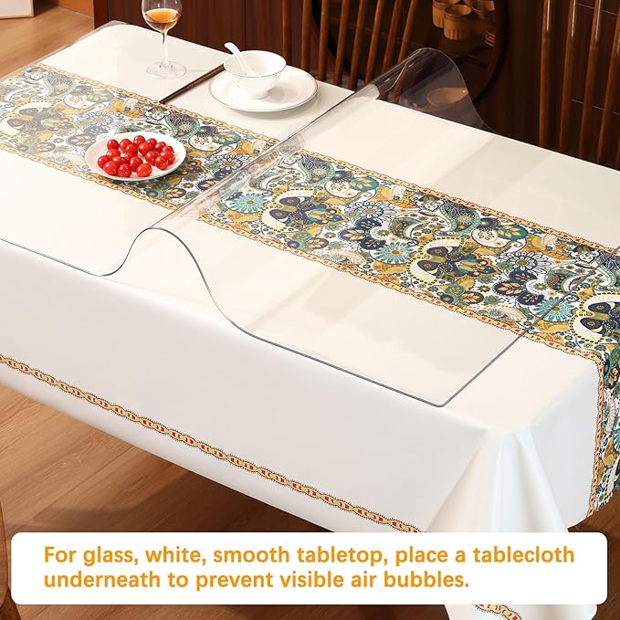 Clear Desk Mat 14 x 48 Inch 1.5mm Thick Desk Cover Protector Mat Vinyl Desk Pads on top of Desks Waterproof Plastic Table Cover PVC Table Protector Pads for Writing Desk Tabletop Night Stand Dresser