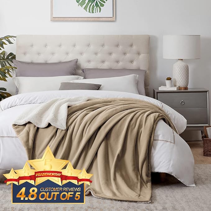 Walensee Sherpa Fleece Blanket (Twin Size 60”x80” Camel) Plush Throw Fuzzy Super Soft Reversible Microfiber Flannel Blankets for Couch, Bed, Sofa Ultra Luxurious Warm and Cozy for All Seasons