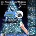Christmas Tree Lights String, 200LED Christmas Lights for Tree with 8 Light Modes & Memory Function, 5FT x 10 String Lights with Timing & Remote Control for Xmas Holiday Decorations - Cold White