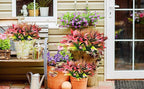 8 Bundles Artificial Plants Bushes Outdoor UV Resistant Fake Flowers Grass Bulk Faux Plastic Greenery for Fall Winter Summer Outside Window Box Planter Front Porch Yard Floral Arrangements