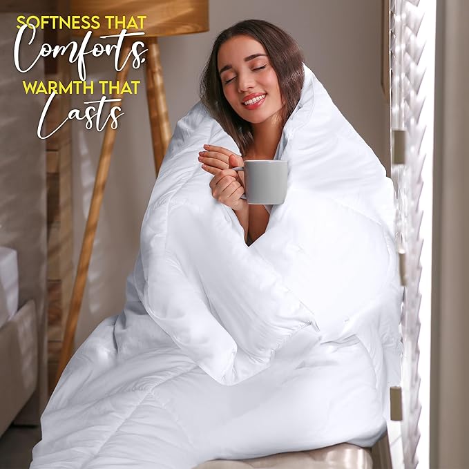 Utopia Bedding Comforter Duvet Insert, Quilted Comforter with Corner Tabs, Box Stitched Down Alternative Comforters Full Size (White)