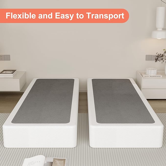7 Inch Queen Box Spring, Split Design for Easy Setup in Apartments, Heavy Duty Steel Frame, Non-Slip Mattress Base Fabric Cover, Noise Free