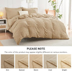 HYMOKEGE Khaki Twin Comforter Set Seersucker 5 Pieces, All Season Luxury Bed in a Bag for Bedroom, Bedding Set with Comforter, Sheets, Pillowcase & Sham