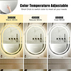 Oval LED Bathroom Mirror with Light 40" x 30", Oval Lighted Mirror for Bathroom,Pill-Shaped Frameless Oval Bathroom Mirror with Light,3 Color,Dimmable,Anti-Fog(Horizontal/Vertical)