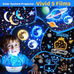 Solar System for Kids Projector Night Light, 360°Rotating+5 Films Planet Space Projector for Bedroom, Bright Night Light for Boys Room, Space Toys for Kids 3-5, Solar System Planet Toys for Boy Gifts