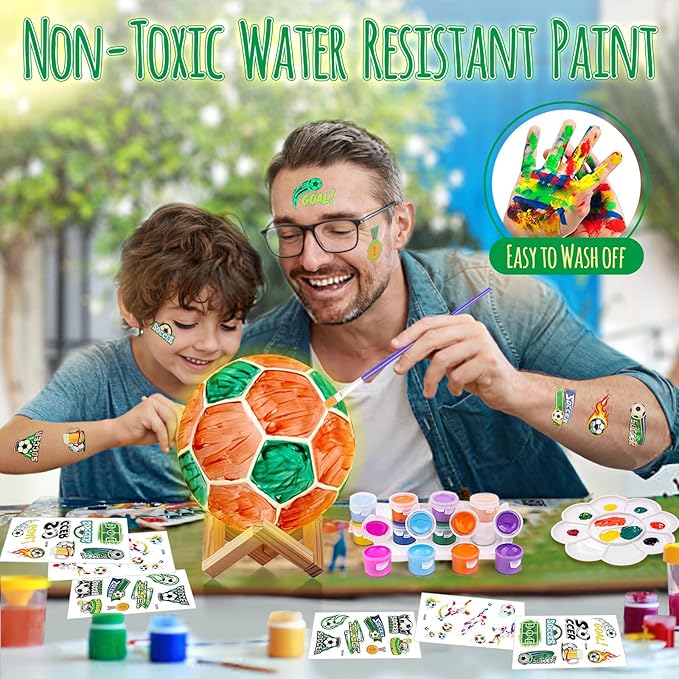 Paint Your Own Soccer Ball Lamp Kit, Soccer Gifts 3D Night Light, Art Supplies Creativity Arts and Crafts for Kids Ages 8-12, Birthday Christmas Gifts for Boys Girls Ages 3 4 5 6 7 8 9 10 11 12+