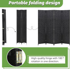 FDW Room Divider Wood Screen 4 Panel Folding Portable Partition Screens Wooden Mesh Woven Design Room Screen Divider for Home Office (Coal Black)