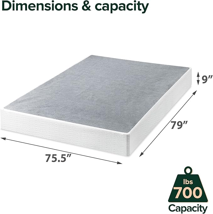 ZINUS 9 Inch King Metal Smart Box Spring with Quick Assembly, Mattress Foundation, Strong Metal Frame, Easy Assembly