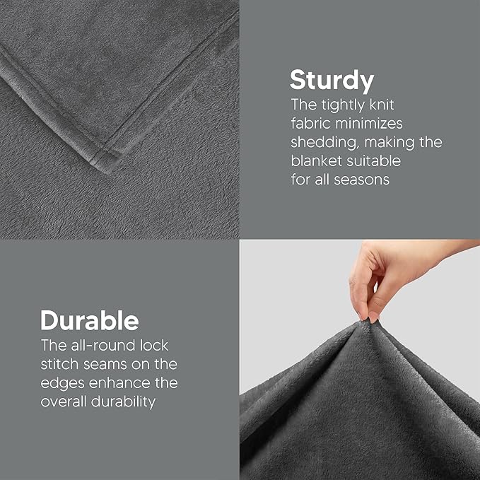 Utopia Bedding Fleece Blanket Throw XL Size Grey 300GSM Luxury Anti-Static Fuzzy Soft Microfiber Blanket for Couch, Sofa and Bed (70x50 Inch)