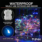 suddus 33ft 100 LED Outdoor String Lights, Multi Color Fairy Lights Battery Operated with Remote, Led Twinkle Lights for Bedroom, Backyard, Wedding, Tree, Mason Jar, Wall, Centerpiece, Christmas