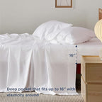 Bedsure Queen Sheet Set, Cooling Sheets for Queen Size Bed Set, Rayon Derived from Bamboo, Breathable & Soft, Deep Pocket Up to 16 Inches, Hotel Luxury Silky Bedding for Hot Sleepers, White