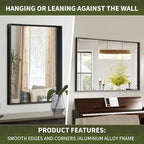 Suidia Bathroom Mirror, 30" x 22" Wall Mirror Metal Framed, Bathroom Vanity Mirror for Living Room Bedroom Bathroom Entryway, Black, Rect Corner Style