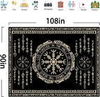 OSUNBD Nordic Vikings Tapestry Large 108x90inches Soft Flannel Vegvsir Symbol Amulet Celtic Rune Scandinavian Aesthetic Mythology Tapestry Wall Hanging for Bedroom Living Room Decor