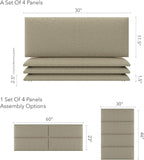 Vänt Upholstered Wall Panels - Queen/Full Size Wall Mounted Headboards - Boucle Beige - Set of 4 Panels (Each Individual Panel 30"x11.5")