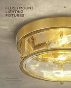 FEMILA 12" Ceiling Light Fixture, 2-Light Flush Mount Light for Bedroom Kitchen Dining Room Hallway Entryway, Brass Gold Finish with Seeded Glass, 4FTJ22-F BG