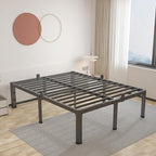 ROIL 14 inch King Size Bed Frame Metal Platform No Box Spring Needed with Headboard Hole Round Corner Legs Mattress Stoppers Retainers 3500LBS Heavy Duty Steel Slats Noise-Free