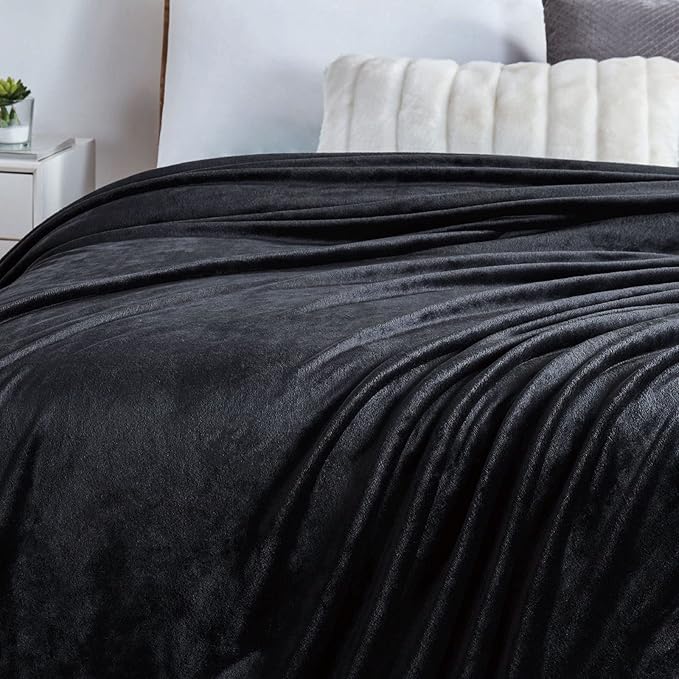 Walensee Fleece Blanket Plush Throw Fuzzy Lightweight (XL-Twin Size 66x90 Black) Super Soft Microfiber Flannel Blankets for Couch, Bed, Sofa Ultra Luxurious Warm and Cozy for All Seasons