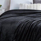 Walensee Fleece Blanket Plush Throw Fuzzy Lightweight (Throw Size 50x60 Black) Super Soft Microfiber Flannel Blankets for Couch, Bed, Sofa Ultra Luxurious Warm and Cozy for All Seasons