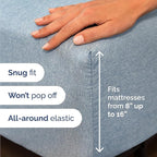 Twin 4 Piece Sheet Set - Comfy Breathable & Cooling - Soft Hotel Luxury Bedding Set with 8-16 Inch Deep Pockets - 1 Flat & 1 Fitted Sheet & 2 Pillowcases - Wrinkle Free & Easy Care - Heathered Blue