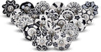 Knobs for Cabinets and Drawers Assorted Black & White Ceramic Cupboard Wardrobe Furniture Knob Door Pull Handles for Dresser Kitchen Wardrobes Boho Home Interior Decor - Pack of 20
