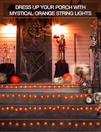 suddus Halloween Lights Battery Operated, 33ft 100 LED Orange String Lights for Outside Decorations Waterproof, Fairy Lights with Timer and Remote for Party, Yard, Outdoor, Tree, Wedding, Rroom Decor